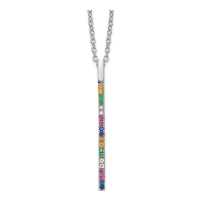 Sterling Silver CZ Vertical Bar Necklace