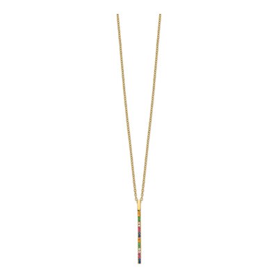 Gold-Plated Sterling Silver CZ Vertical Bar Necklace – view 3