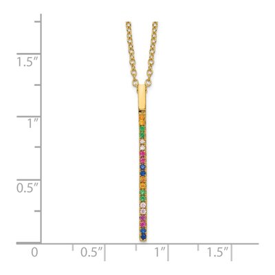 Gold-Plated Sterling Silver CZ Vertical Bar Necklace – view 4