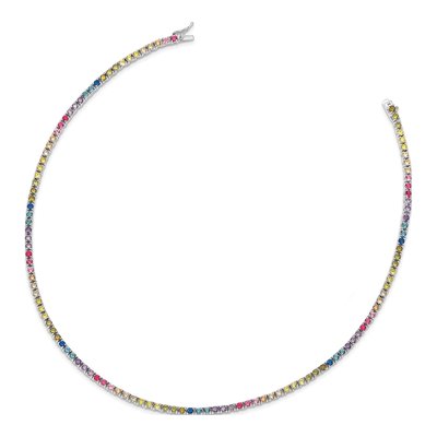 Sterling Silver CZ Multi-Color Necklace – view 3