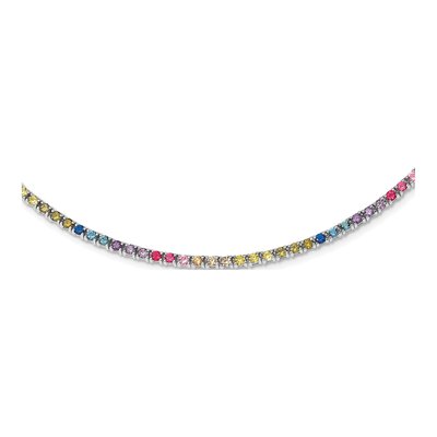 Sterling Silver CZ Multi-Color Necklace