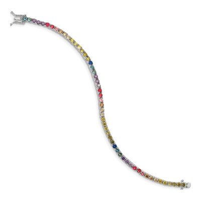 Sterling Silver CZ Multi-Color Tennis Bracelet – view 2