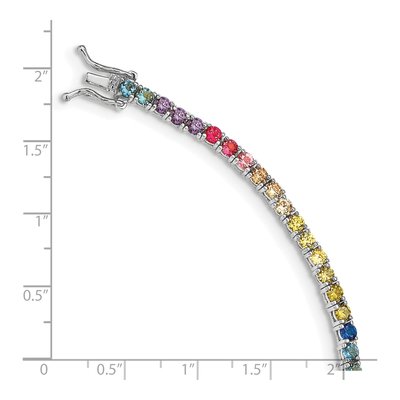 Sterling Silver CZ Multi-Color Tennis Bracelet – view 3