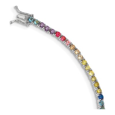 Sterling Silver CZ Multi-Color Tennis Bracelet
