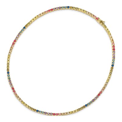Gold-Plated Sterling Silver CZ Colorful Necklace – view 3