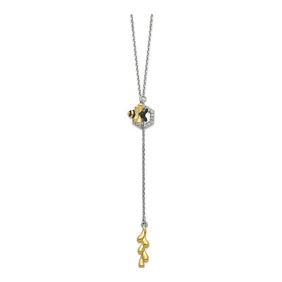 Sterling Silver CZ Bee Pendant Necklace – view 3