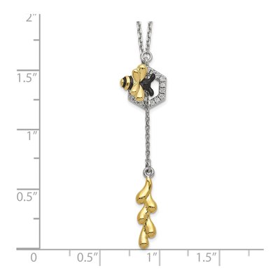 Sterling Silver CZ Bee Pendant Necklace – view 5