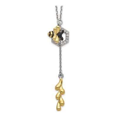 Sterling Silver CZ Bee Pendant Necklace