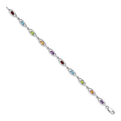 Sterling Silver Amethyst & Swiss Blue Topaz Multi-Gemstone Bracelet – view 2