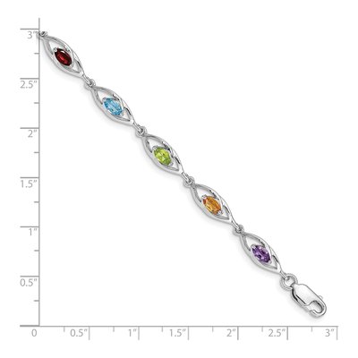 Sterling Silver Amethyst & Swiss Blue Topaz Multi-Gemstone Bracelet – view 3