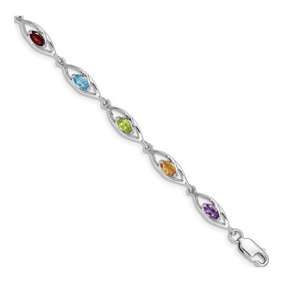 Sterling Silver Amethyst & Swiss Blue Topaz Multi-Gemstone Bracelet
