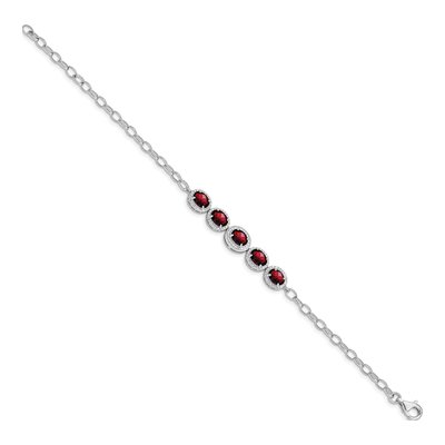Sterling Silver Garnet Bracelet | Rhodium-Plated – view 2