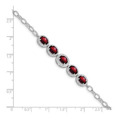 Sterling Silver Garnet Bracelet | Rhodium-Plated – view 3