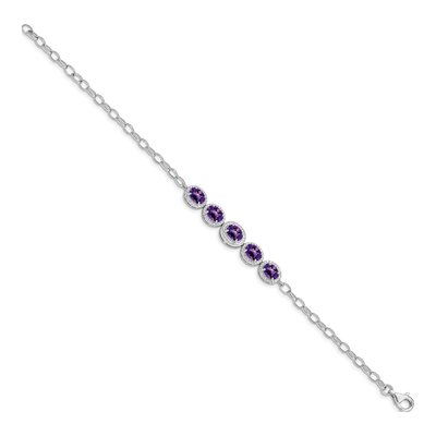 Sterling Silver Amethyst Rhod-Plat Bracelet – view 2