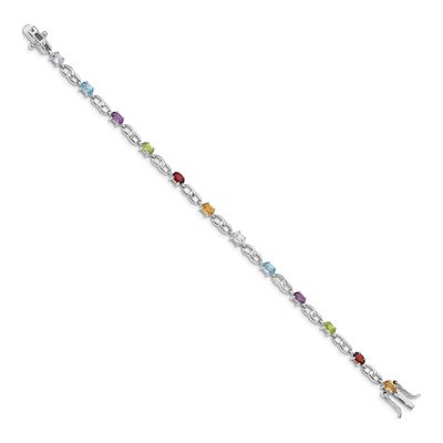 Sterling Silver Amethyst & Swiss Blue Topaz Multi-Gemstone Bracelet – view 2