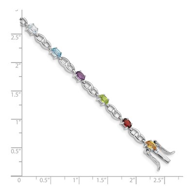 Sterling Silver Amethyst & Swiss Blue Topaz Multi-Gemstone Bracelet – view 3