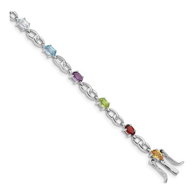 Sterling Silver Amethyst & Swiss Blue Topaz Multi-Gemstone Bracelet