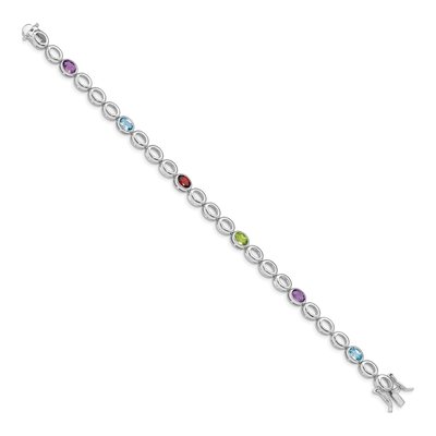 Sterling Silver Amethyst & Swiss Blue Topaz Multi-Gemstone Bracelet – view 2
