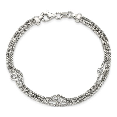 Sterling Silver CZ Multi-Strand Bracelet – view 5