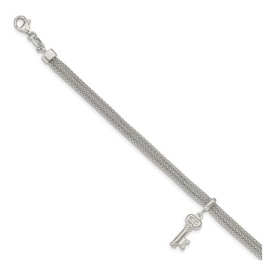 Sterling Silver Multi-Strand Key Fancy Link Chain Bracelet