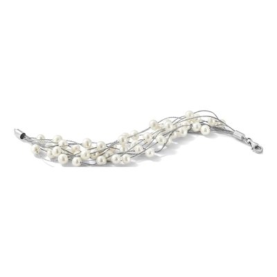 Sterling Silver Freshwater Cultured Pearl Multi-Strand Bracelet – view 4