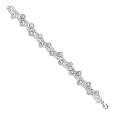 Sterling Silver Grey Freshwater Cultured Pearl Bracelet – view 2