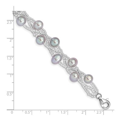 Sterling Silver Grey Freshwater Cultured Pearl Bracelet – view 3
