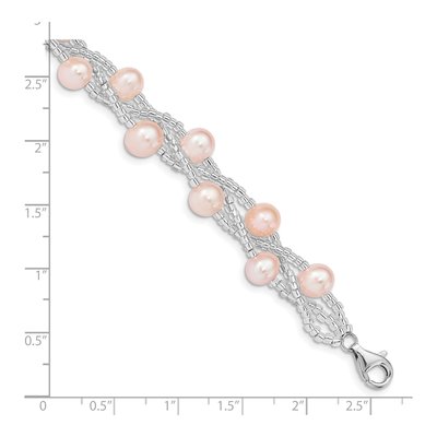 Sterling Silver Pink Freshwater Cultured Pearl Bracelet – view 3