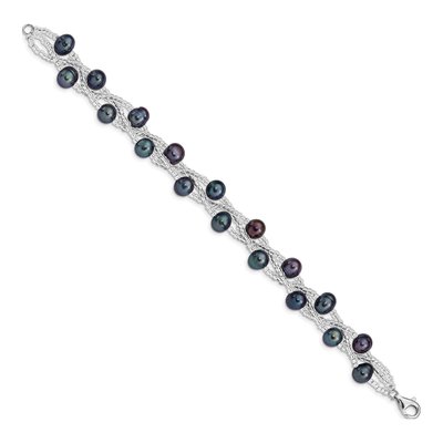 Sterling Silver Black Freshwater Cultured Pearl Bracelet – view 2