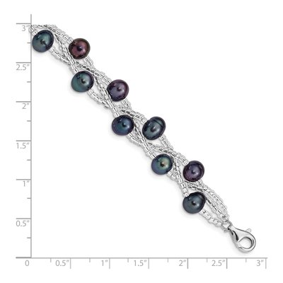 Sterling Silver Black Freshwater Cultured Pearl Bracelet – view 3