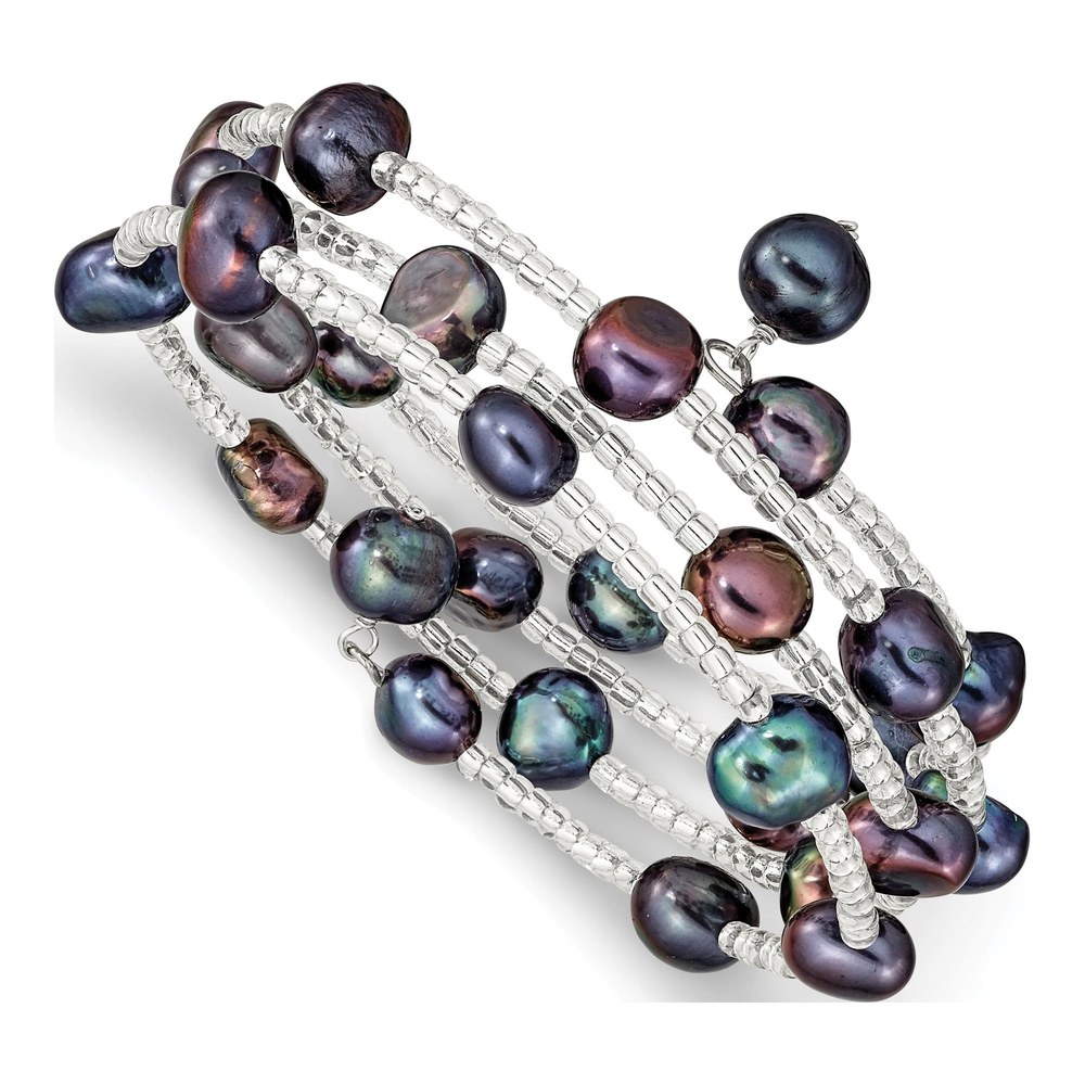 Black Baroque Freshwater Pearl Wrap Bracelet