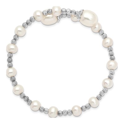 Sterling Silver Freshwater Cultured Pearl Wrap Bangle Bracelet – view 2