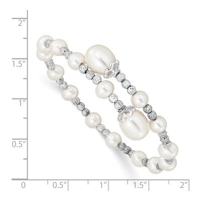 Sterling Silver Freshwater Cultured Pearl Wrap Bangle Bracelet – view 3