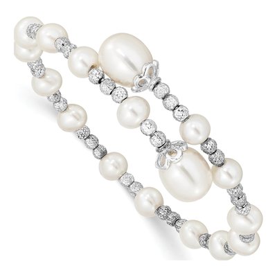Sterling Silver Freshwater Cultured Pearl Wrap Bangle Bracelet