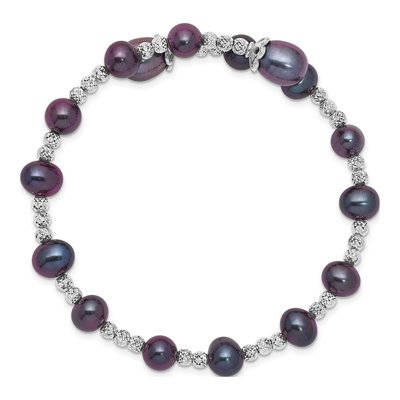 Sterling Silver Black Freshwater Cultured Pearl Wrap Bangle Bracelet – view 2