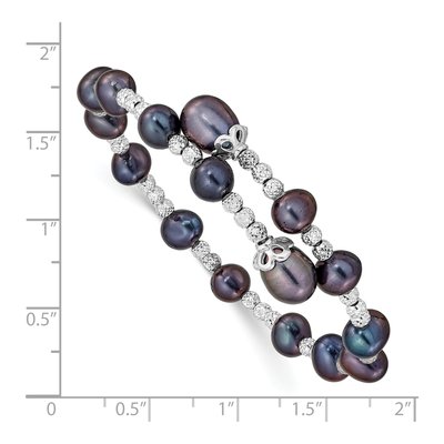 Sterling Silver Black Freshwater Cultured Pearl Wrap Bangle Bracelet – view 3
