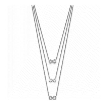 Sterling Silver 3-Strand CZ Infinity Necklace – view 3