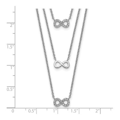Sterling Silver 3-Strand CZ Infinity Necklace – view 4