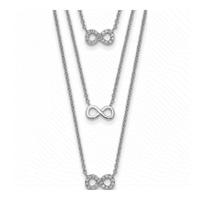 Sterling Silver 3-Strand CZ Infinity Necklace