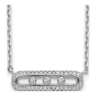 Sterling Silver CZ Bar Necklace