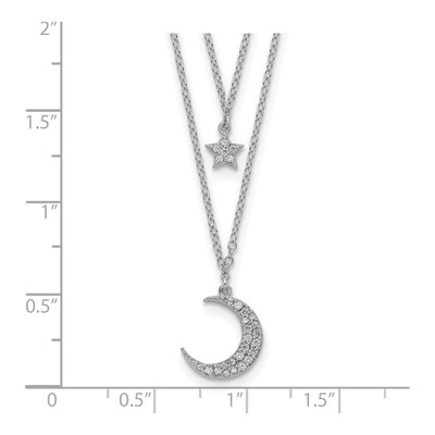 Sterling Silver CZ Star Moon Layered Necklace – view 4