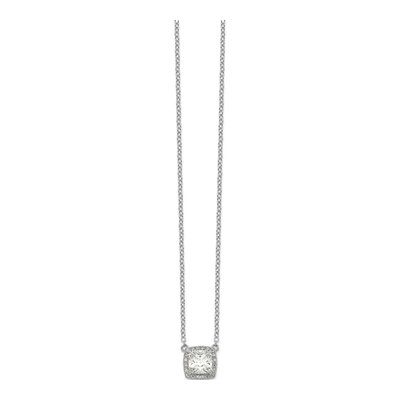 Sterling Silver Square CZ Halo Pendant Necklace – view 3
