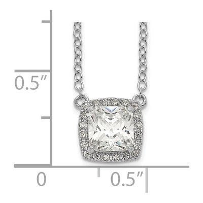 Sterling Silver Square CZ Halo Pendant Necklace – view 4