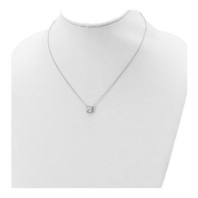 Sterling Silver Square CZ Halo Pendant Necklace – view 5