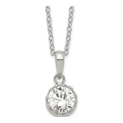 Sterling Silver CZ Pendant Necklace