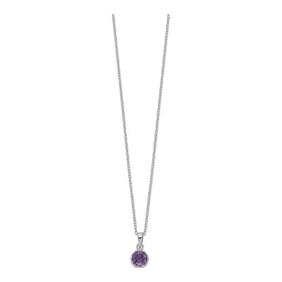 Sterling Silver Amethyst Round Pendant Necklace – view 3