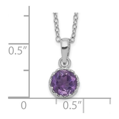 Sterling Silver Amethyst Round Pendant Necklace – view 4