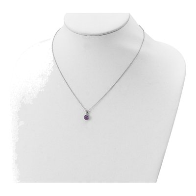 Sterling Silver Amethyst Round Pendant Necklace – view 5