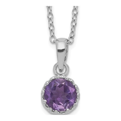 Sterling Silver Amethyst Round Pendant Necklace