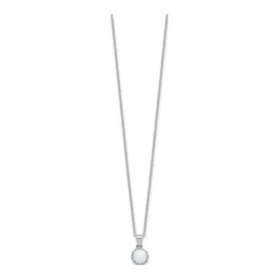 Sterling Silver Lab-Created Opal Pendant Necklace – view 3